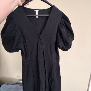 H&M Black Long Sleeve Dress with Puff Sleeves